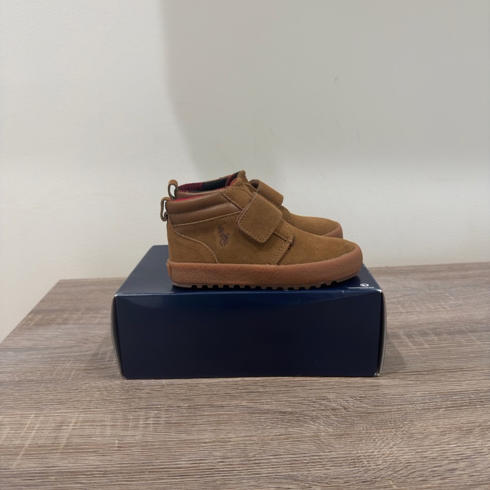 Camdyn suede High-Top EZ sneakers toddler. Ralph Lauren.